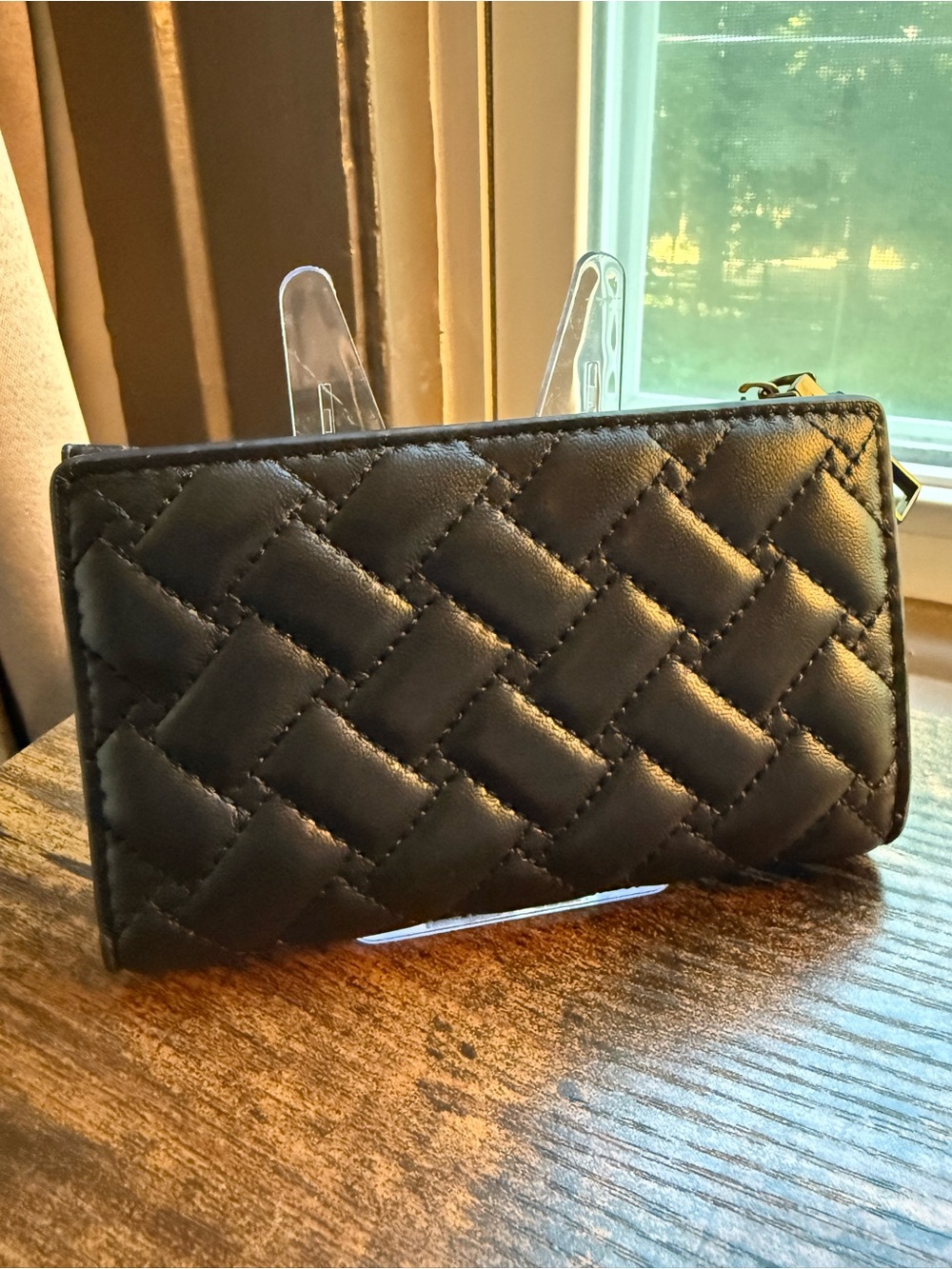 NWOT Kurt Geiger Black Quilted Wallet with Gold Emblem - Picture 3 of 4